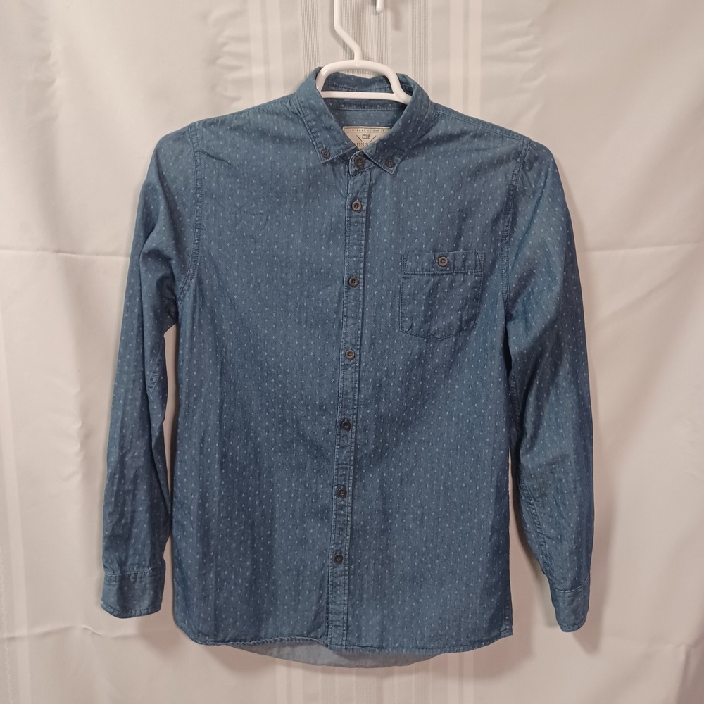 Cotton On Shirt Mens S Blue Brunswick Garments Classic Fit Diamond Print Button
